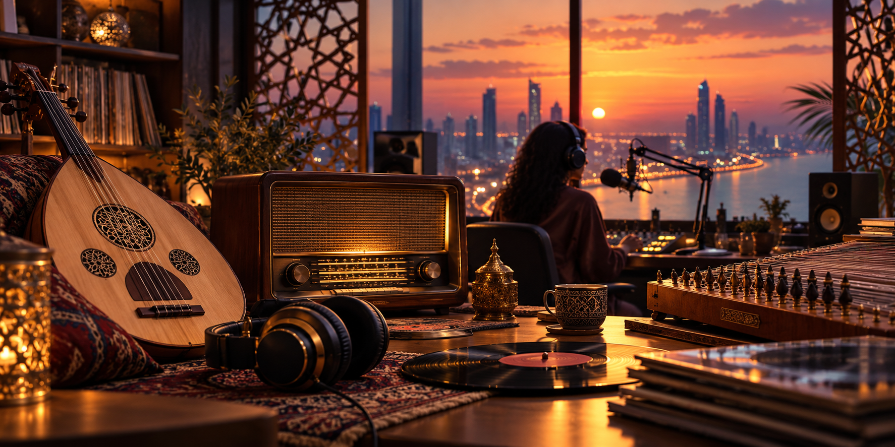 Arabic music editorial artwork