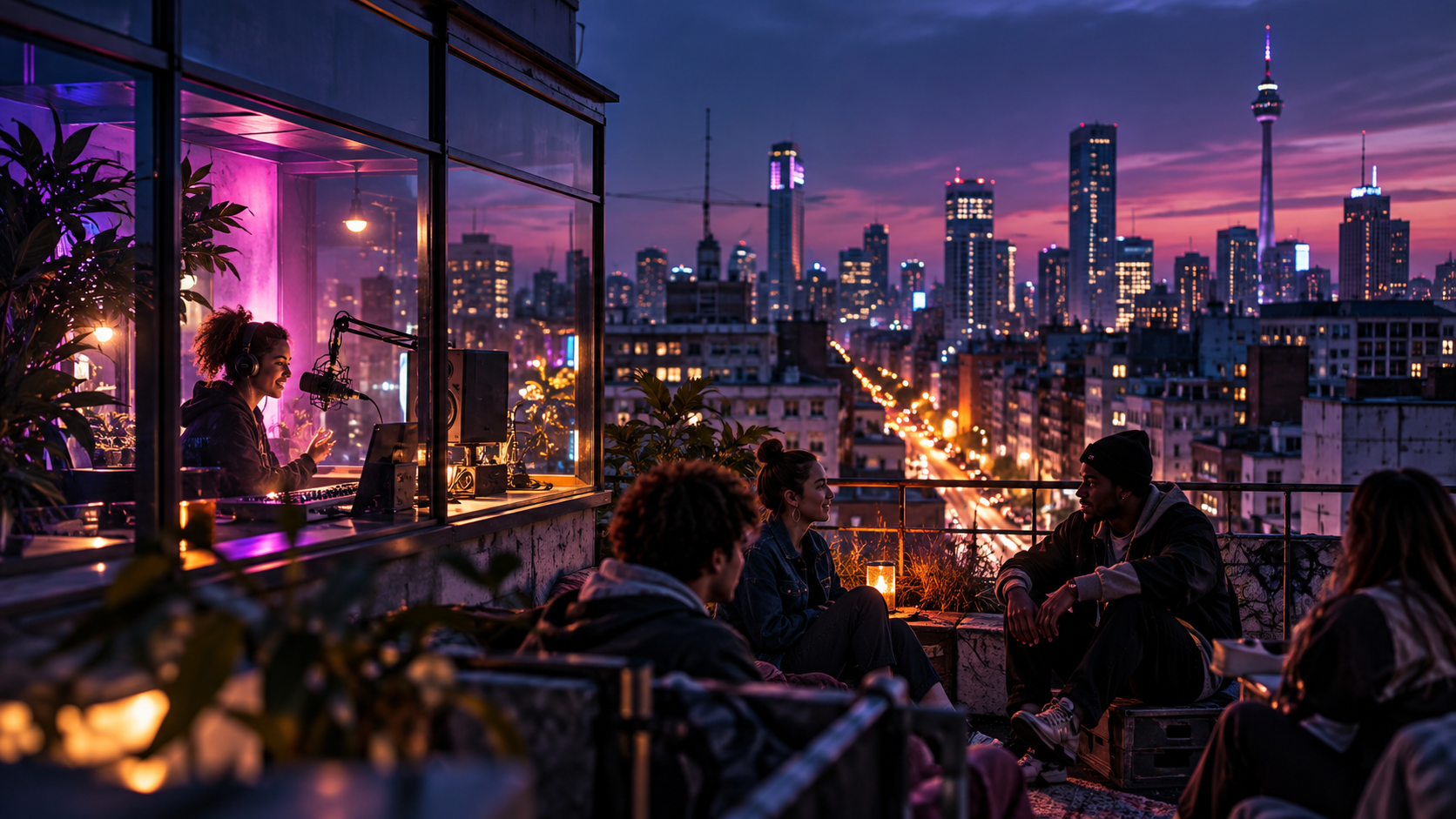 Editorial artwork about urban radio culture and city listening